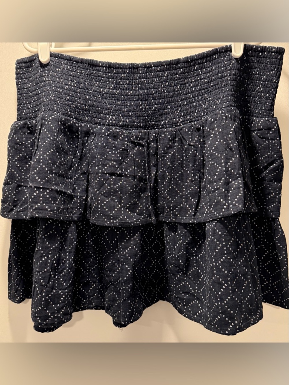 Universal Thread Black Tiered Smocked Mini Skirt with White Dot Diamond Print - Picture 2 of 5